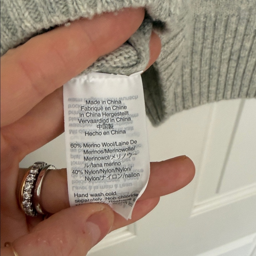 J. Crew Gray and Cream/White Polka Dot Roll Neck Sweater - Picture 9 of 10